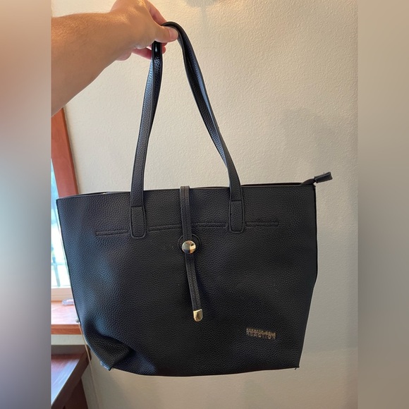 Kenneth Cole Reaction Black Tote Shoulder Bag Purse Minimalist Business casual - Picture 1 of 14